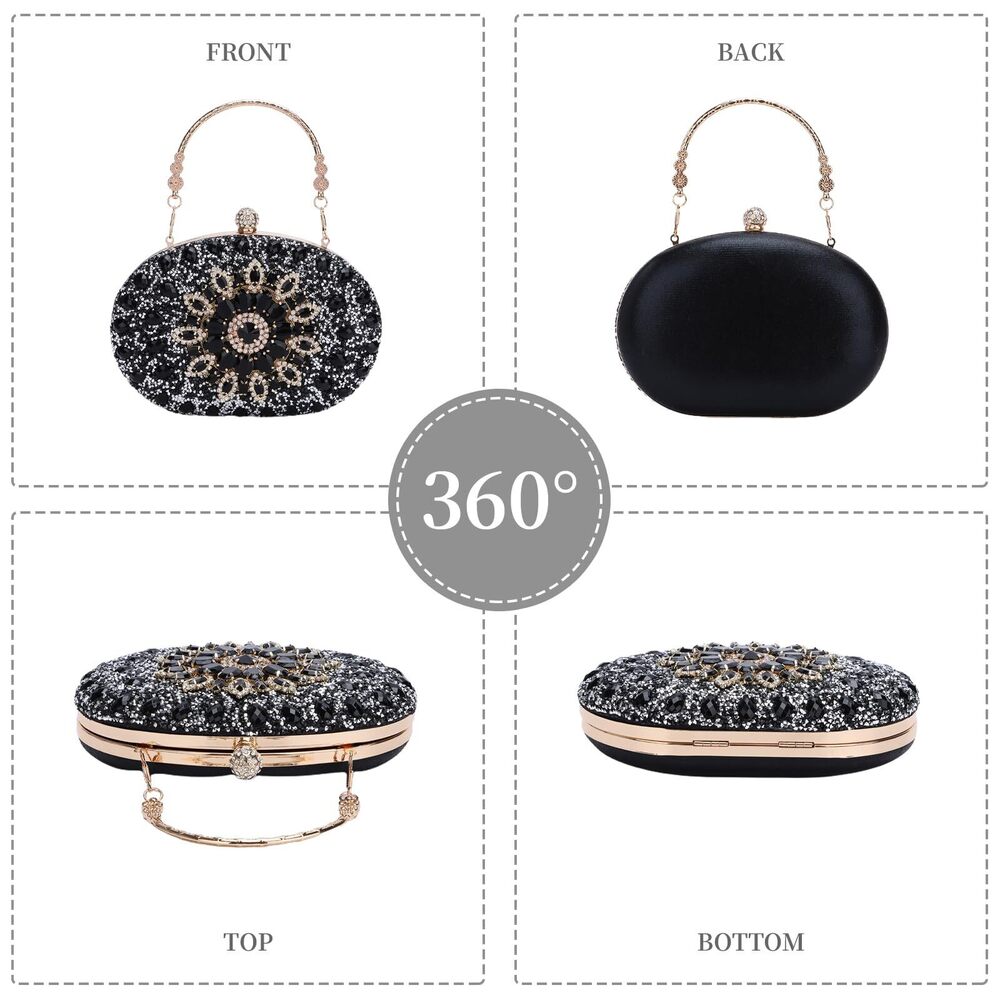 3828 Clutch Purses Evening Bag Crystal Handbag Luxury Rhinestone Clutch - Picture 4 of 6